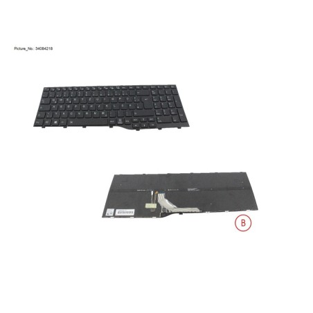34084218 - KEYBOARD BLACK W. BL GERMANY WIN10&11