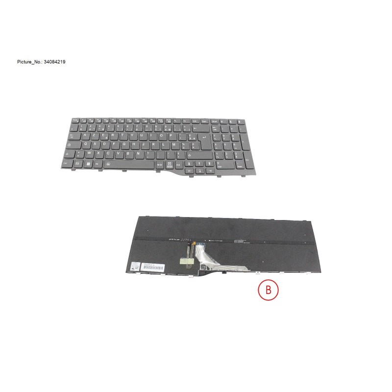 34084219 - KEYBOARD BLACK W. BL FRANCE WIN10&11