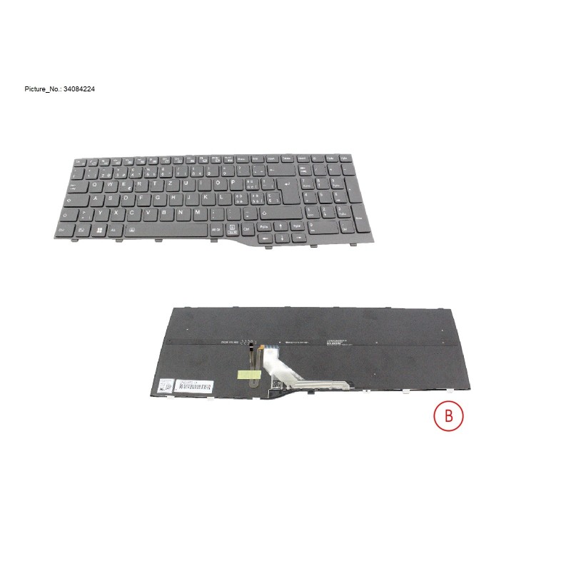 34084224 - KEYBOARD BLACK W. BL SWISS WIN10&11