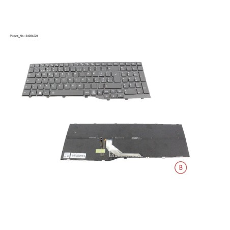 34084224 - KEYBOARD BLACK W. BL SWISS WIN10&11