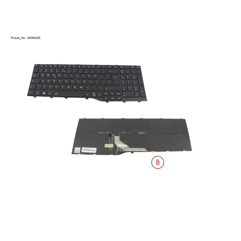 34084225 - KEYBOARD BLACK W. BL US WIN10&11