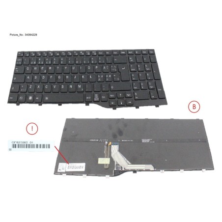 34084229 - KEYBOARD BLACK W. BL NORDIC WIN10&11