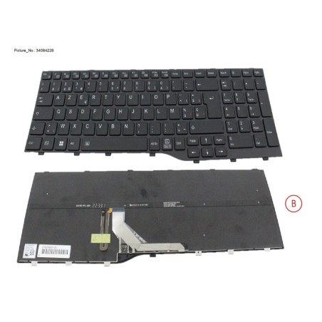 34084226 - KEYBOARD BLACK W. BL BELGIUM WIN10&11