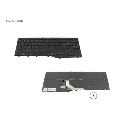 34084221 - KEYBOARD BLACK W. BL UK WIN10&11