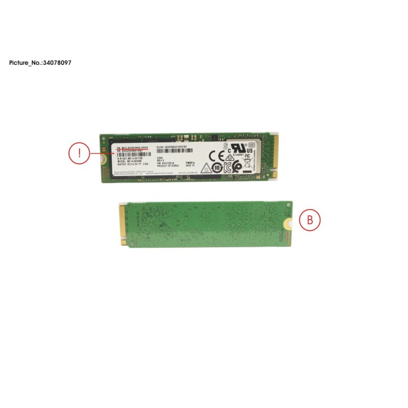 34078097 - SSD PCIE M.2 2280 PM981A 256GB (NON-SED)