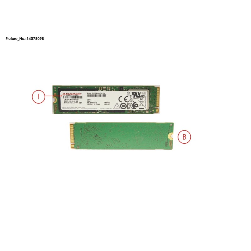 34078098 - SSD PCIE M.2 2280 PM981A 512GB (NON-SED)