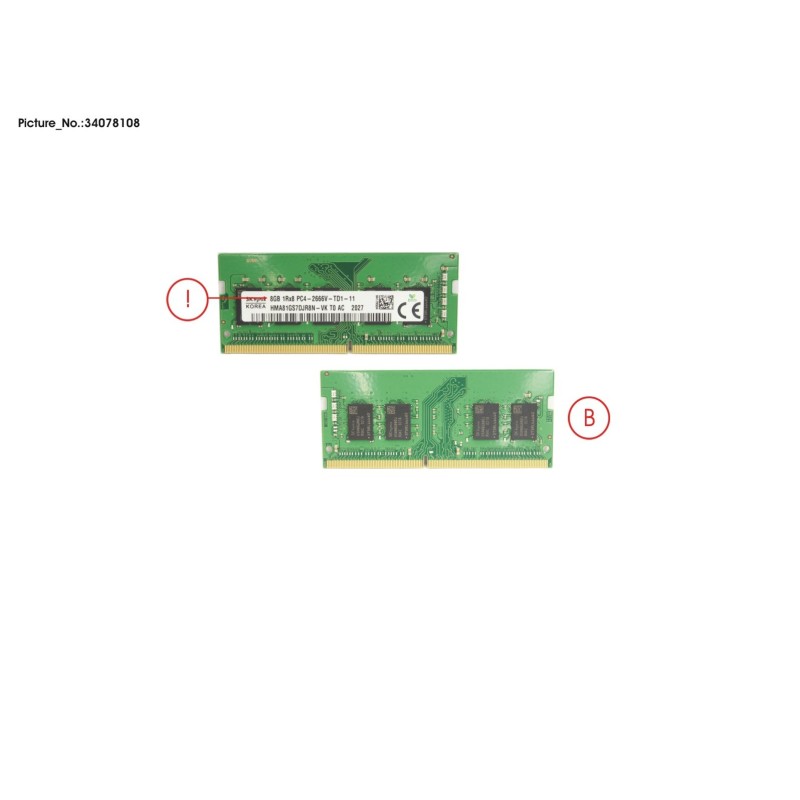 34078108 - MEMORY 8GB DDR4-2666 W.ECC