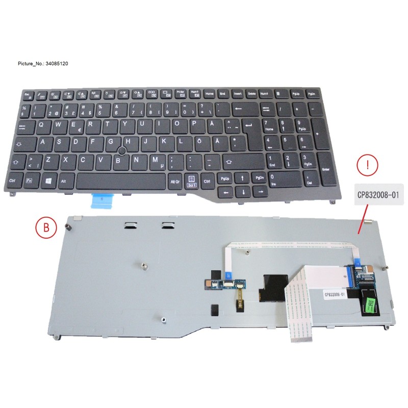 34085120 - KEYBOARD BLACK W. TS SWEDEN.FINLAND