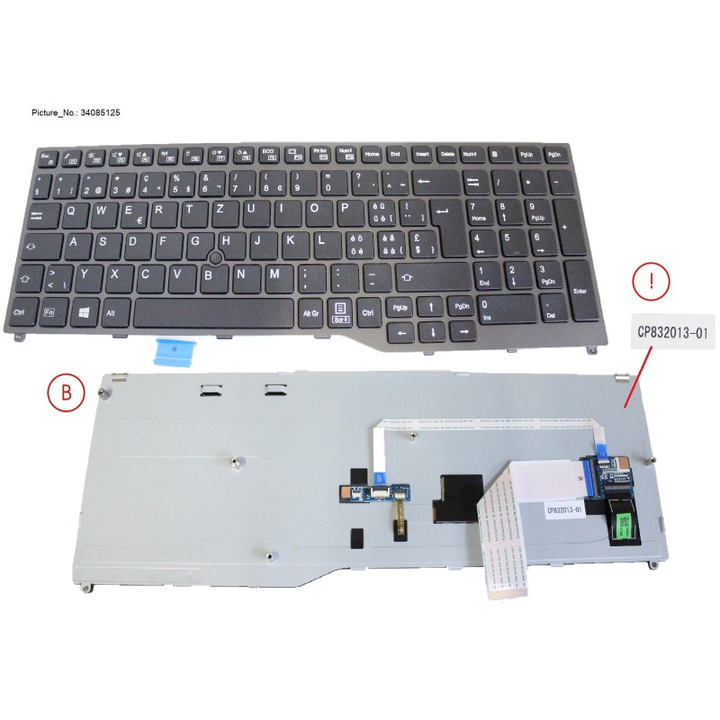 34085125 - KEYBOARD BLACK W. TS SWISS