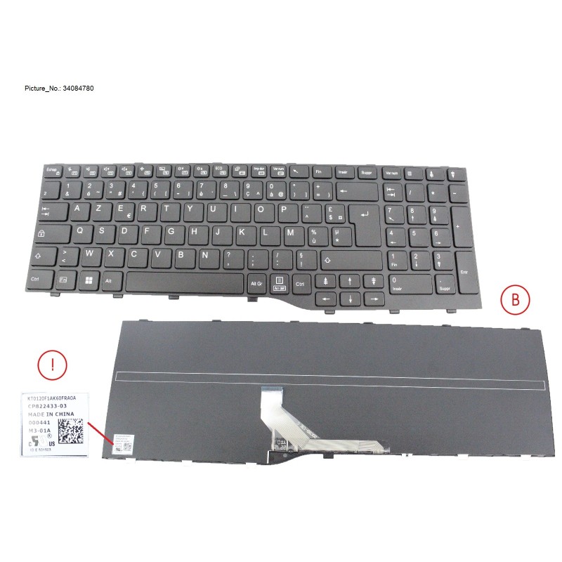 34084780 - KEYBOARD BLACK FRANCE WIN11 (NEW_FN)