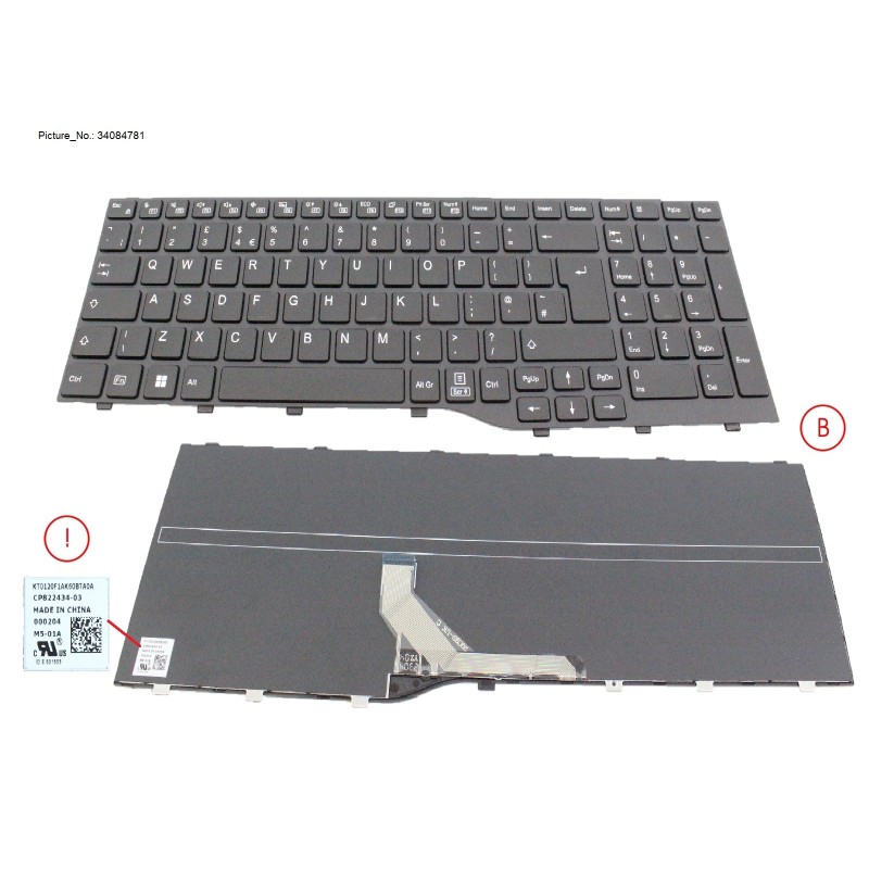 34084781 - KEYBOARD BLACK UK WIN11 (NEW_FN)