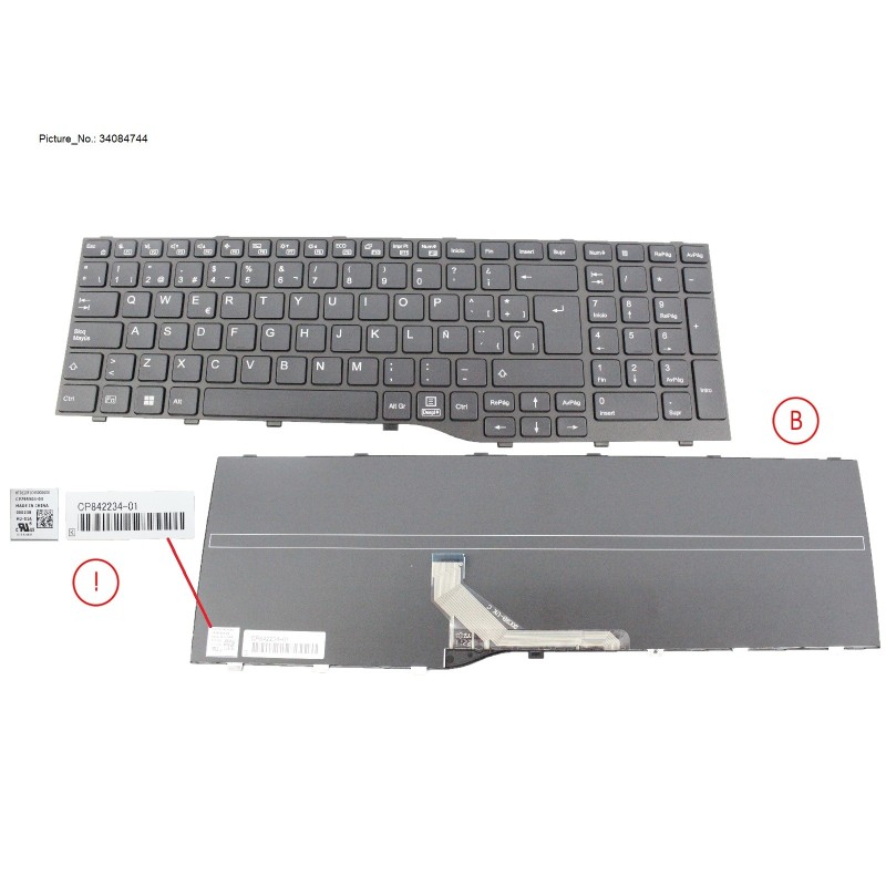 34084744 - KEYBOARD BLACK SPAIN WIN11 (NEW_FN)