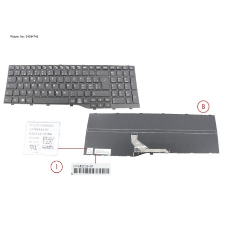 34084746 - KEYBOARD BLACK SWISS WIN11 (NEW_FN)