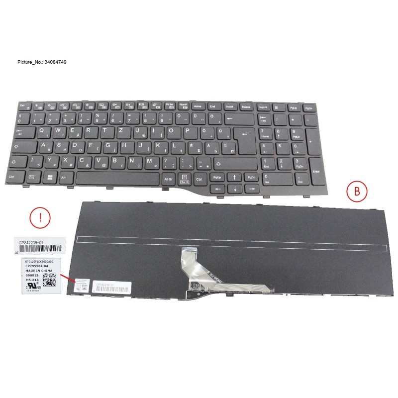 34084749 - KEYBOARD BLACK HUNGARY WIN11 (NEW_FN)