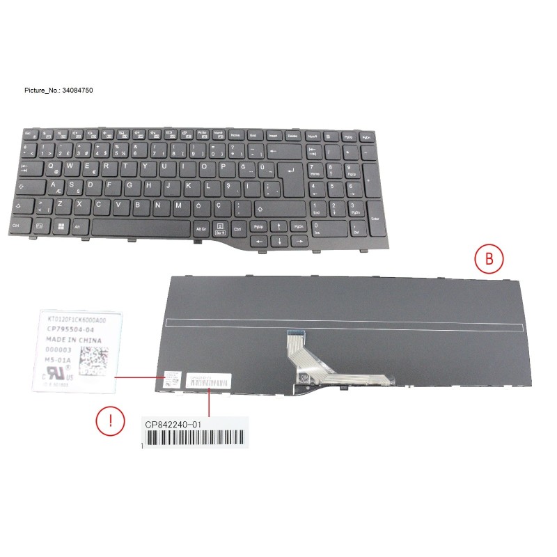 34084750 - KEYBOARD BLACK TURKEY WIN11 (NEW_FN)