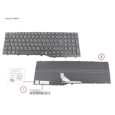 34084751 - KEYBOARD BLACK GREECE WIN11 (NEW_FN)