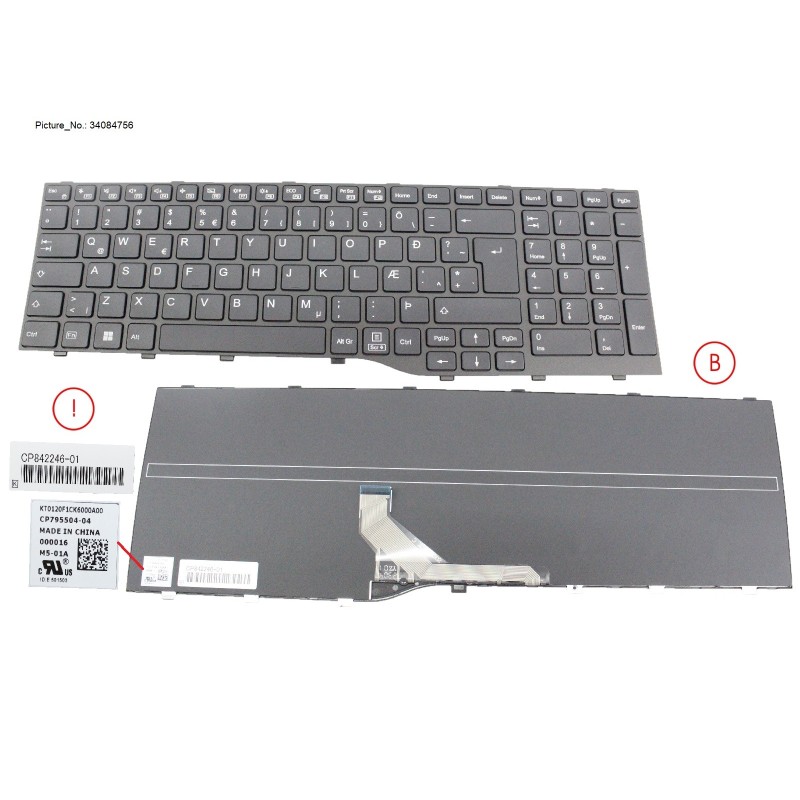 34084756 - KEYBOARD BLACK ICELAND WIN11 (NEW_FN)