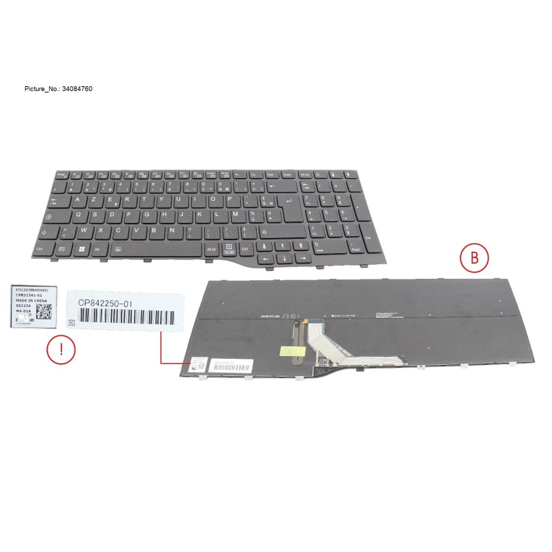 34084760 - KEYBOARD BLACK W. BL FRANCE (NEW_FN)