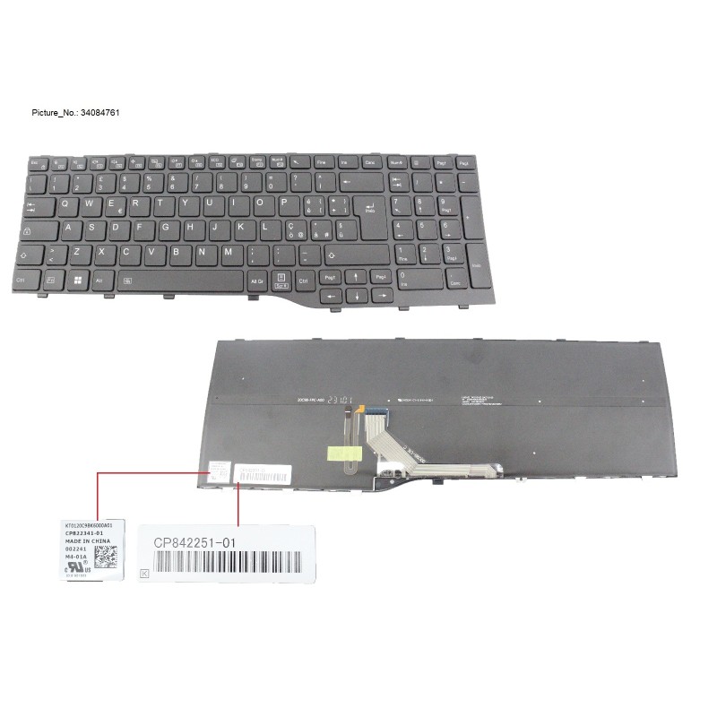 34084761 - KEYBOARD BLACK W. BL ITALY (NEW_FN)