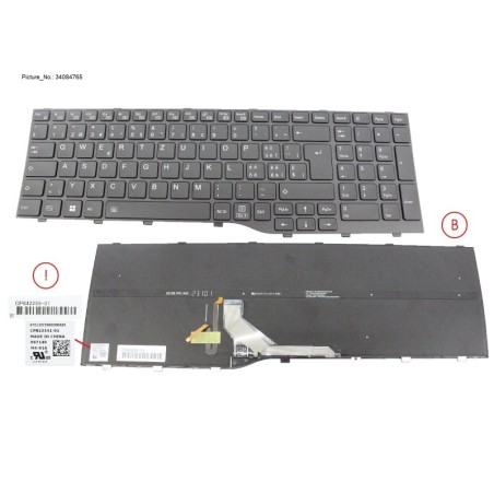 34084765 - KEYBOARD BLACK W. BL SWISS (NEW_FN)