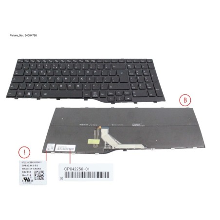 34084766 - KEYBOARD BLACK W. BL US (NEW_FN)