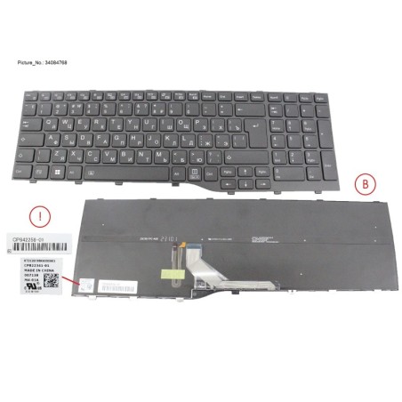 34084768 - KEYBOARD BLACK W. BL RUSSIA.US (NEW_FN)