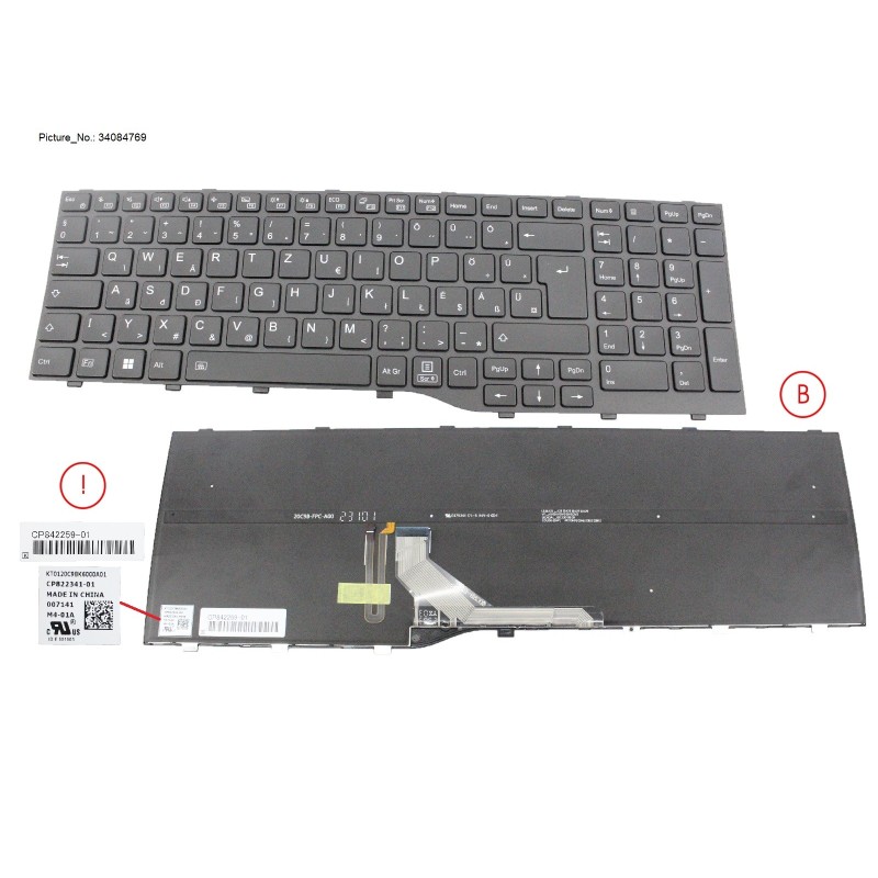 34084769 - KEYBOARD BLACK W. BL HUNGARY (NEW_FN)