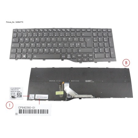 34084770 - KEYBOARD BLACK W. BL NORDIC (NEW_FN)