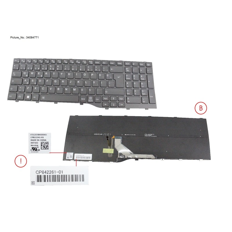 34084771 - KEYBOARD BLACK W. BL TURKEY (NEW_FN)