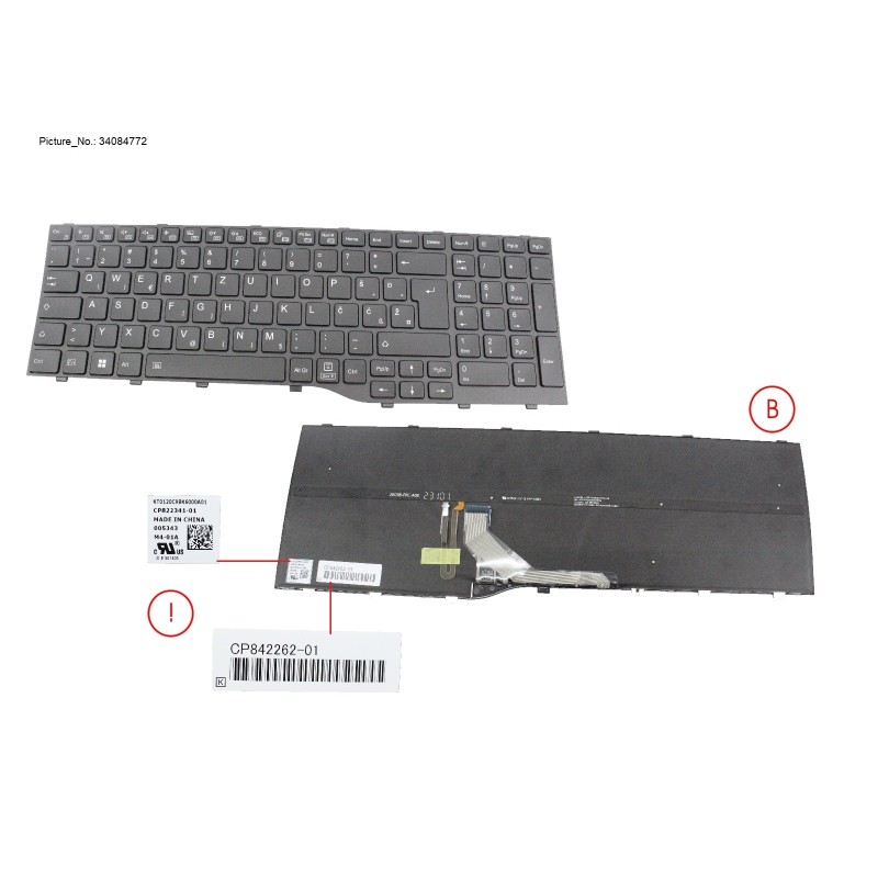 34084772 - KEYBOARD BLACK W. BL E. EURO. (NEW_FN)