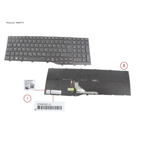 34084772 - KEYBOARD BLACK W. BL E. EURO. (NEW_FN)