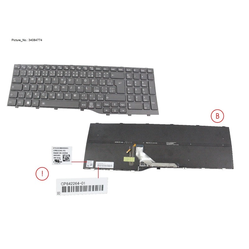 34084774 - KEYBOARD BLACK W. BL CZ.SLV.US (NEW_FN)