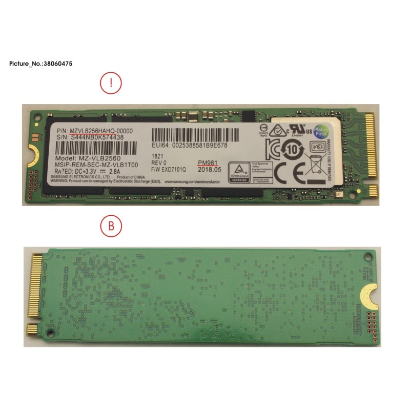 38060475 - SSD PCIE M.2 2280 256GB PM981