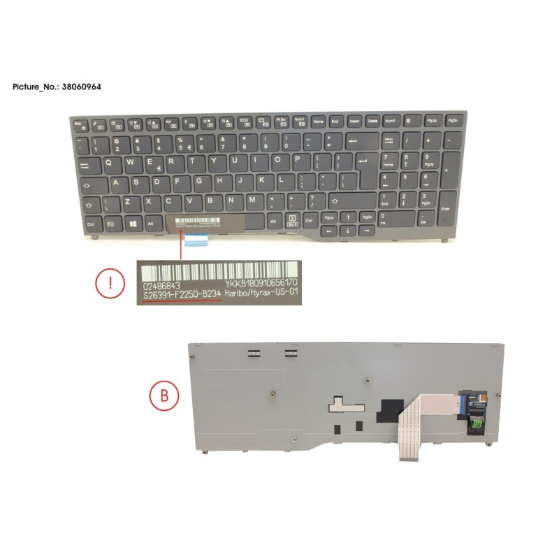 38060964 - KEYBOARD BLACK W.O TS US