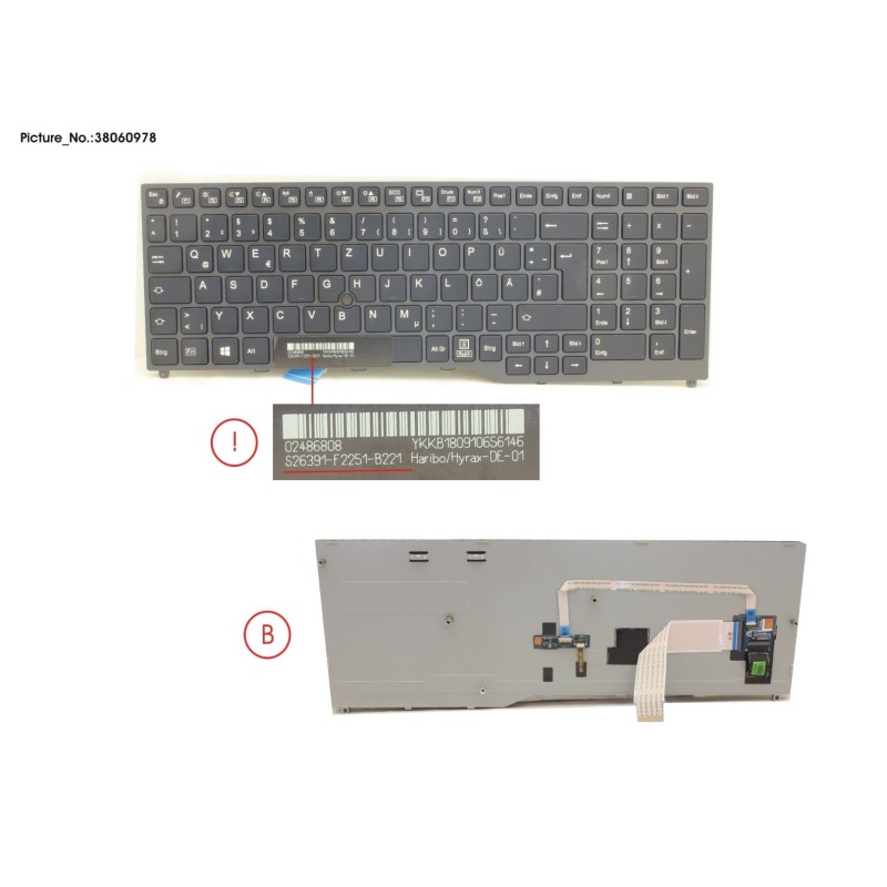 38060978 - KEYBOARD BLACK W. TS GERMAN