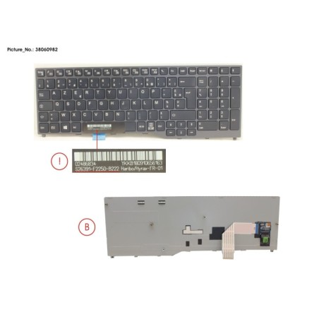 38060982 - KEYBOARD BLACK W.O TS FRANCE