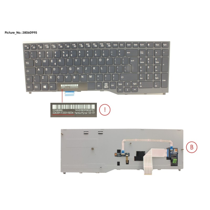 38060995 - KEYBOARD BLACK W. TS US