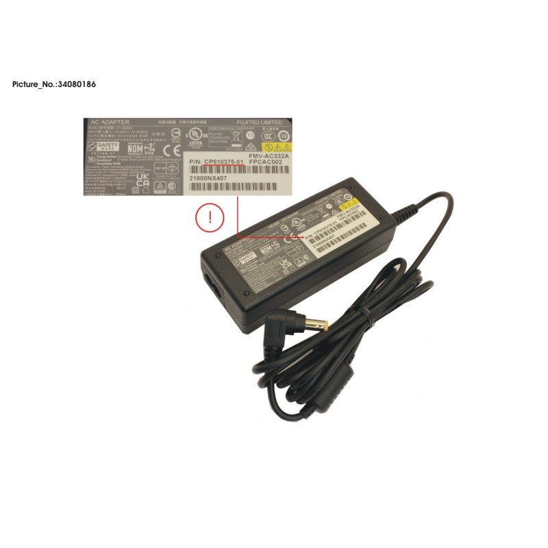 34080186 - AC-ADAPTER 19V 65W (2-PIN) UKCA