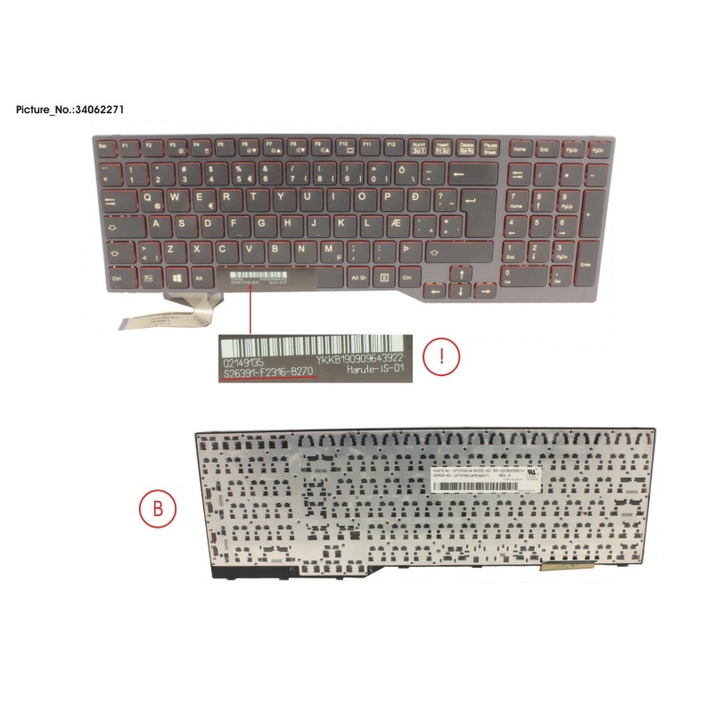 34062271 - KEYBOARD BLACK W.O TS ICELAND