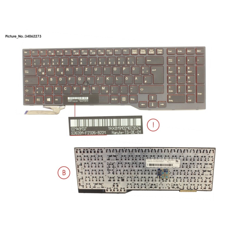 34062273 - KEYBOARD BLACK W. TS GERMAN