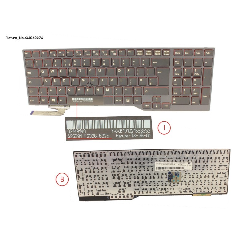 34062276 - KEYBOARD BLACK W. TS UK