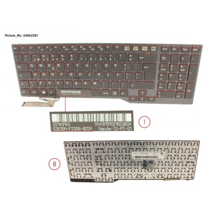 34062281 - KEYBOARD BLACK W. TS PORTUGAL