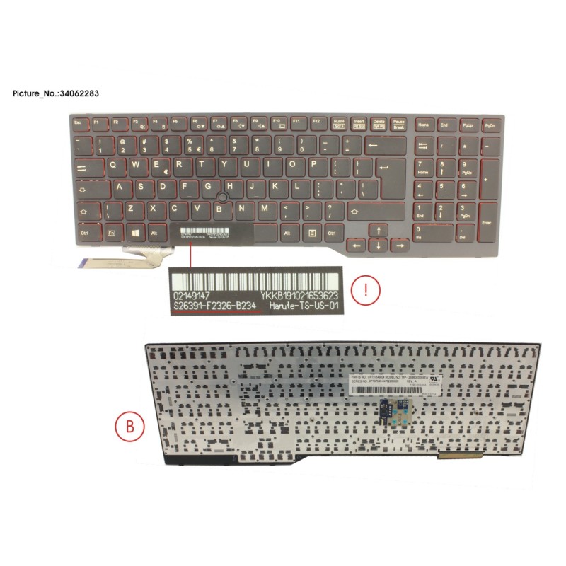 34062283 - KEYBOARD BLACK W. TS US