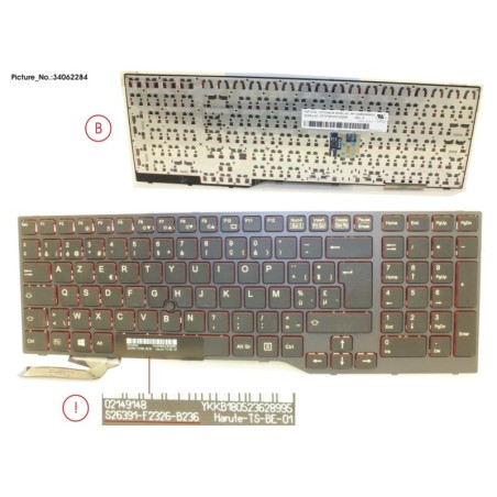 34062284 - KEYBOARD BLACK W. TS BELGIUM