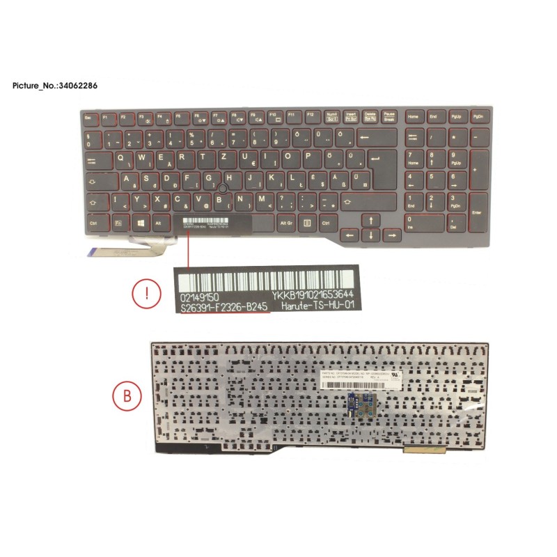34062286 - KEYBOARD BLACK W. TS HUNGARY