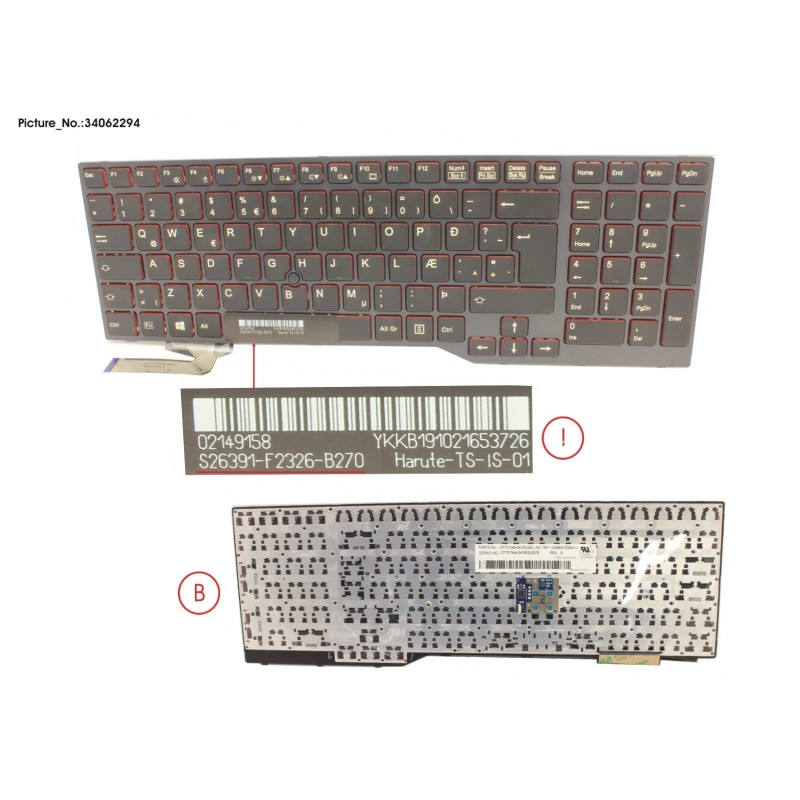 34062294 - KEYBOARD BLACK W. TS ICELAND