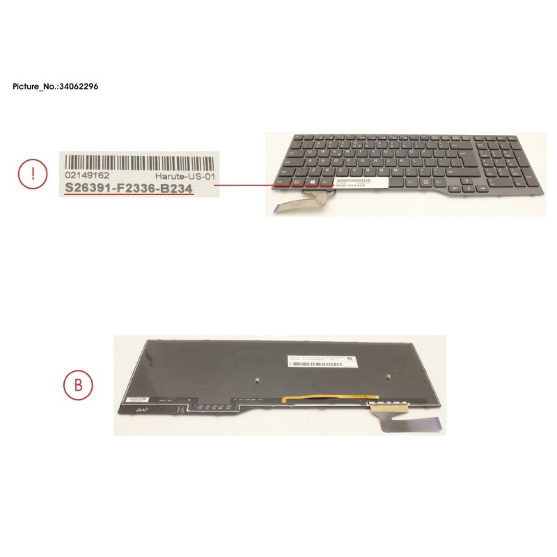 34062296 - KEYBOARD BLACK W. BL US