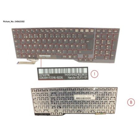 34062302 - KEYBOARD BLACK W.O TS SCHWEDEN.FINLAND