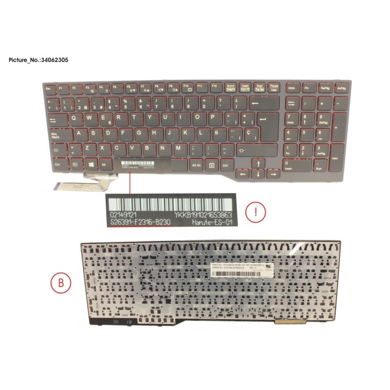 34062305 - KEYBOARD BLACK W.O TS SPAIN