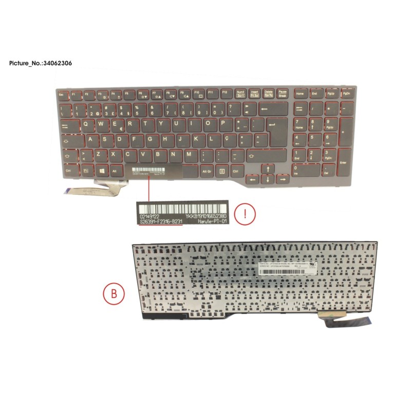 34062306 - KEYBOARD BLACK W.O TS PORTUGAL